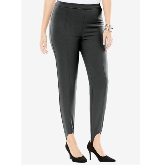 NEW ROAMAN'S Bend Over gray stretch stirrup pants 26W - Picture 1 of 11